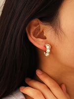 Eudora 18K Gold Braided C-Hoop Earring with Pearl