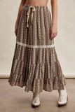 Embroidered Tiered Maxi Skirt