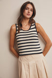 Striped Crochet Knit Tank (Navy or Green)
