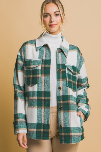 Love Tree Plaid Button Up Shacket (Website Exclusive)