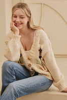 Flower Embroidered Knit Cardigan