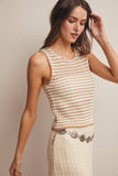Open-Knit Stripe Sleeveless Top
