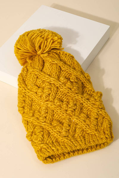 Cable Knit Pom Beanie