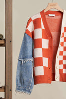 Checker Denim Cardigan