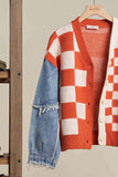Checker Denim Cardigan