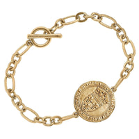 CANVAS x MaryCatherine Studio French Coin T-Bar Bracelet (Worn Gold)