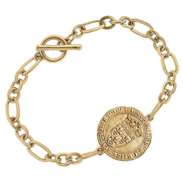 CANVAS x MaryCatherine Studio French Coin T-Bar Bracelet (Worn Gold)