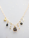 Jill Celestial Black and Gold Charm Necklace