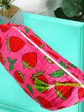 Quilted Makeup Bag | Travel Cosmetic Bag | Strawberry