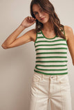 Striped Crochet Knit Tank (Navy or Green)