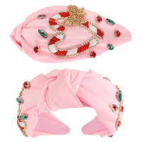 Christmas Candy Cane Heart Top Knotted Headband