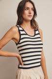 Striped Crochet Knit Tank (Navy or Green)