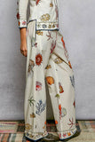 Sea-Inspired Print Shell Trim Contrast Stitch Pants