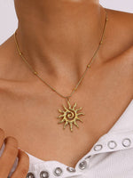 Taiyo 18K Gold Non-Tarnish Boho Sun Necklace: Yellow Gold