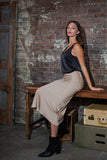 Stretch Satin Midi Skirt