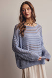 Open-Knit Sweater Top (Coral, Blue, Ivory)
