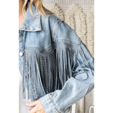 Nashville Rhinestone Fringe Denim Moto Jacket