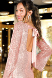 Clarissa Bow Back Cocktail Dress (Blush, Champagne)