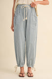 Denim Striped Parachute Pants
