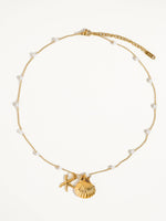 Capella 18K Gold Seashell & Sea Star Pearl Necklace