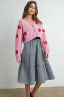 Strawberry Embroidered Cropped Cardigan