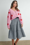 Strawberry Embroidered Cropped Cardigan