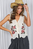 Eyelet Boho Embroidery Cotton Vest