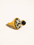 Embrun 18K Gold Non-Tarnish Dalmatian Jasper Onyx Ring