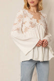 Floral Lace Bell Sleeve Top