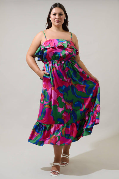Evolet Plus Sized Ruffled Midi Dress