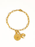 Lark 18K Gold Non-Tarnish Coin Moon Chain Bracelet
