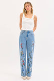 Embroidered High Rise Dad Jean