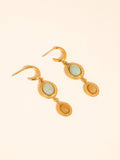 Vence 18K Gold Non-Tarnish Vintage Stone Drop Earrings