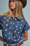 Star Print Button Down