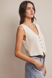 Button-Front Knit Vest Top
