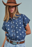 Star Print Button Down
