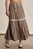 Embroidered Tiered Maxi Skirt