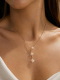 Clary 18K Gold Non-Tarnish CZ Starburst Drop Necklace