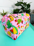 Quilted Toiletry Makeup Cosmetics Bags | Lucky Vibes Pink