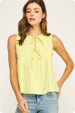 Pintuck Linen Sleeveless Top (colors: Butter or Chambray)