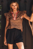 Leopard Ruffle Blouse