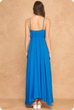 Woven Lattice Bodice Sleeveless Maxi Dress (Custard Yellow or Pacific Blue)