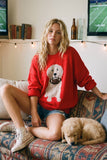 Oversized Gameday Football Puppy Sweater (Red or Blue)
