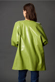 Faux Leather Puff Sleeve Jacket