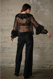 Brielie Sheer Lace Ruffle Blouse