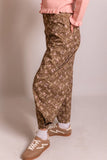 Cotton-Twill Printed Floral Barrel Pants