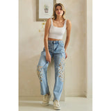 Cut Out Floral Denim