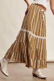 Embroidered Tiered Maxi Skirt