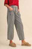 Denim Striped Parachute Pants