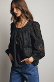 Lace Boho Blouse (Black or Ivory)